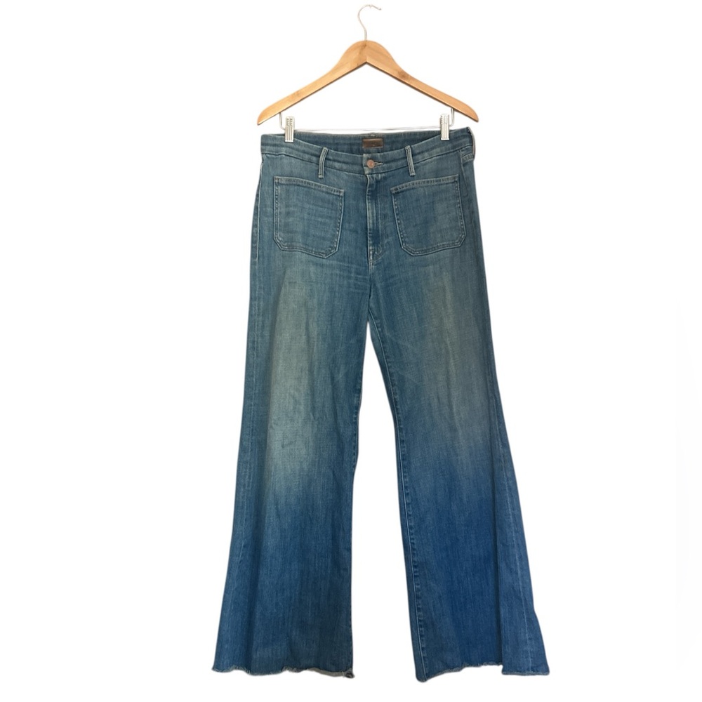 Mother Wide Leg The Patch Pocket Roller Fray Jeans Beginner’s Luck Size 32